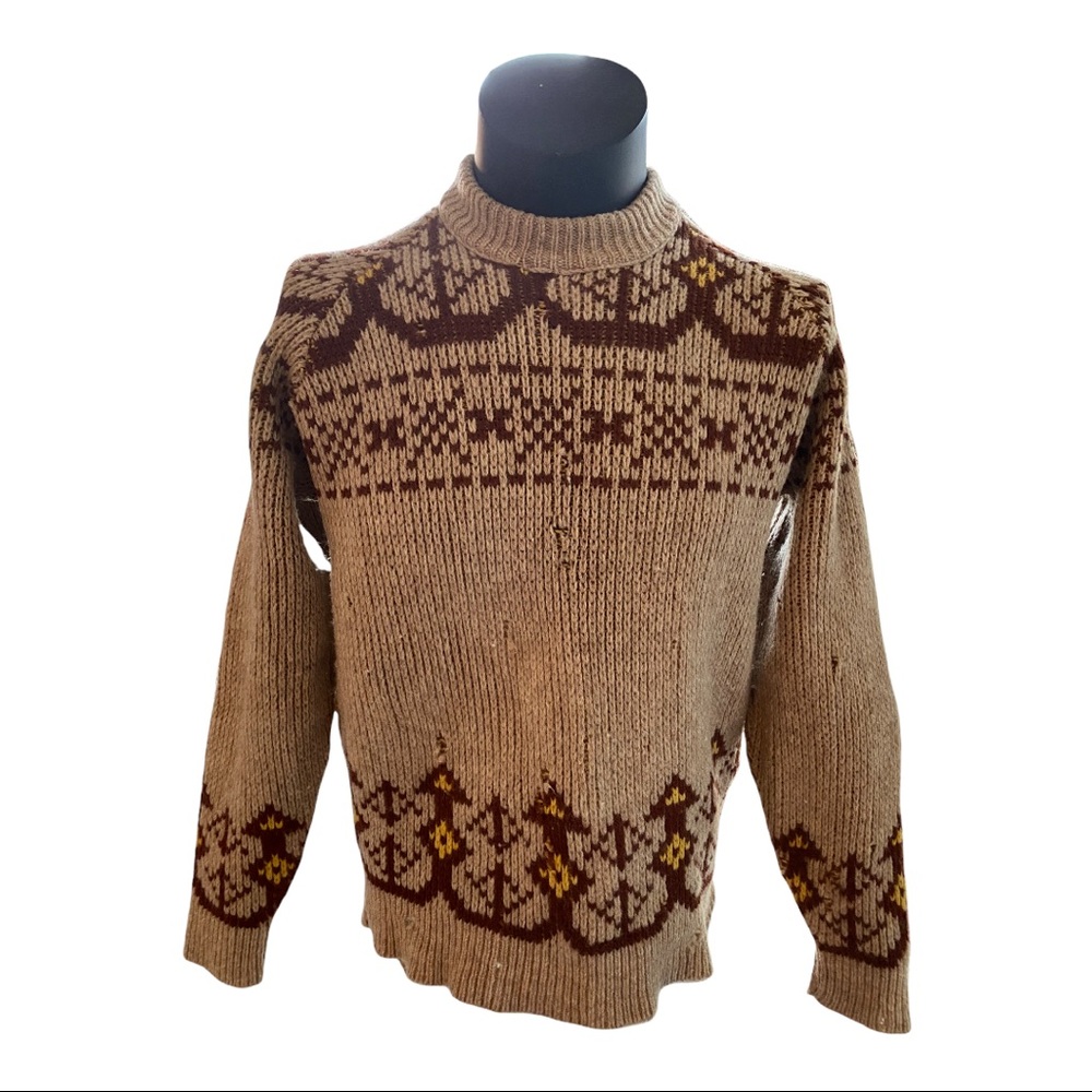 Pendleton Brown and Tan Crewneck Sweater